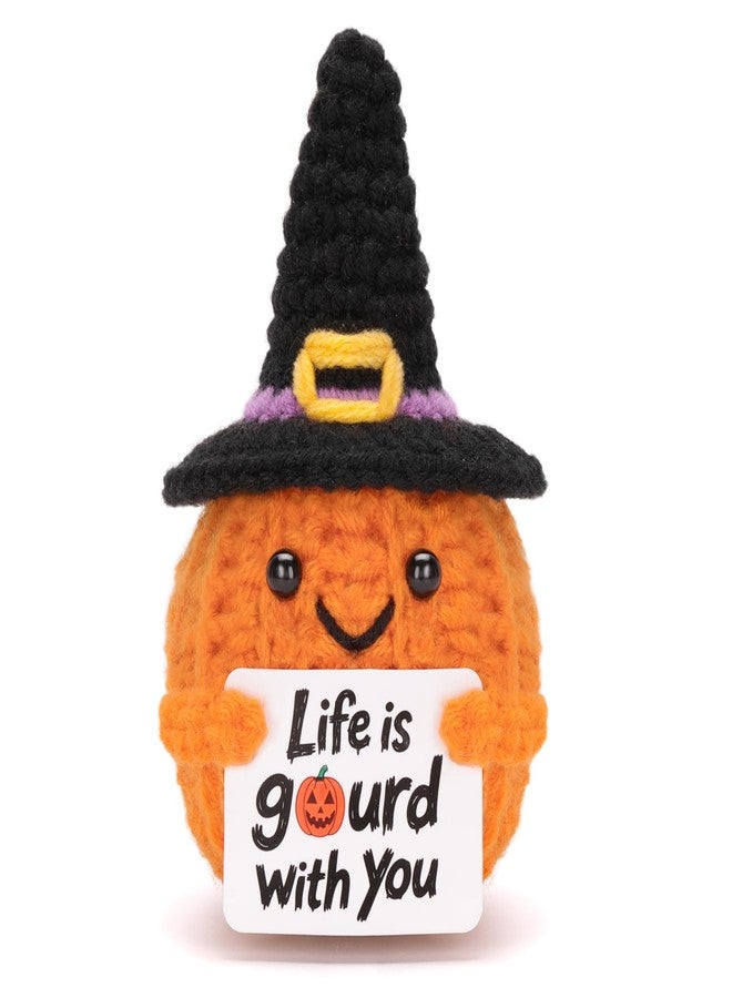 Dalycro Positive Crochet Pumpkin with Encouragement Card - Handmade for Women, Positive Crochet Doll for Desk and Room (Pumpkin) - Image 1